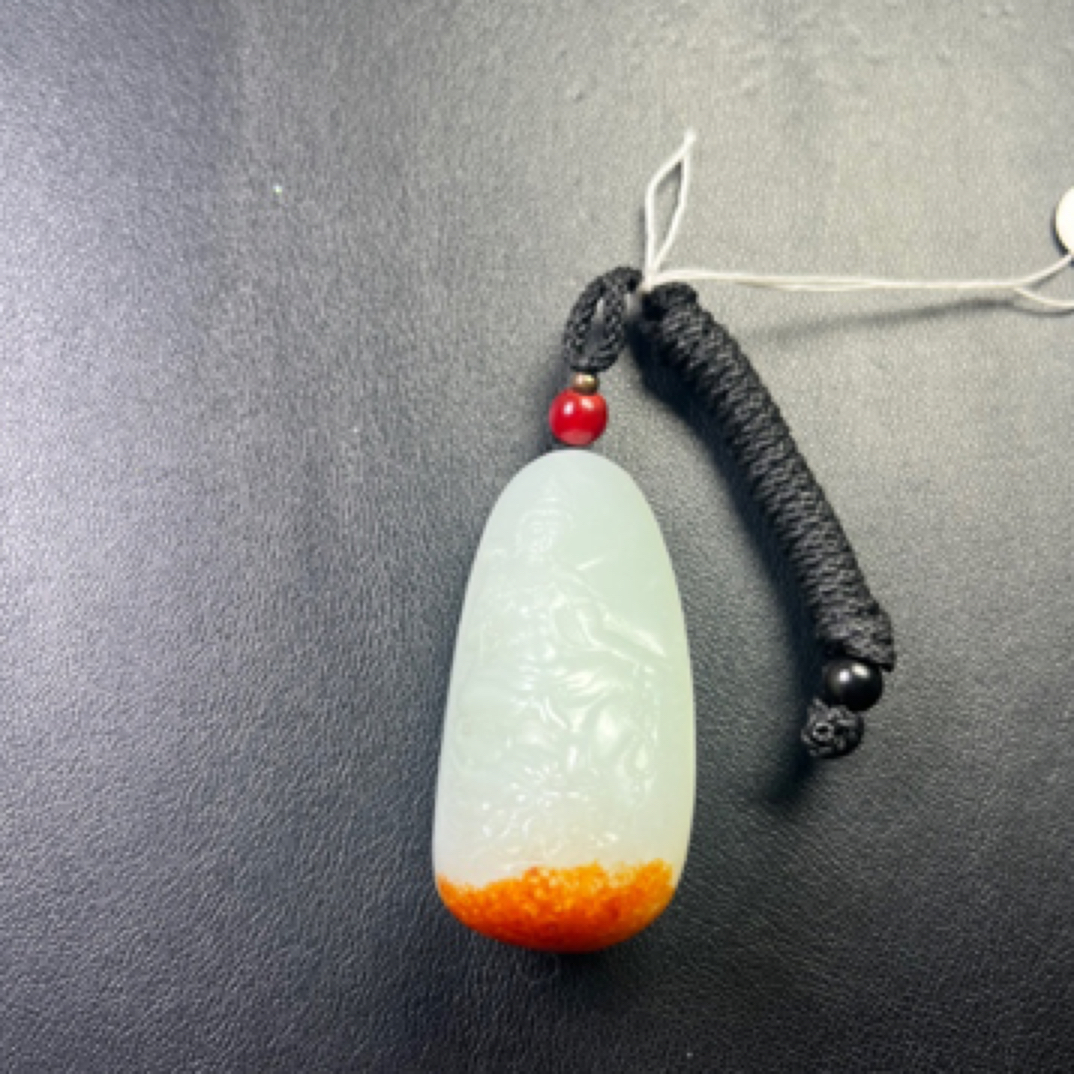 和田白玉观音挂件