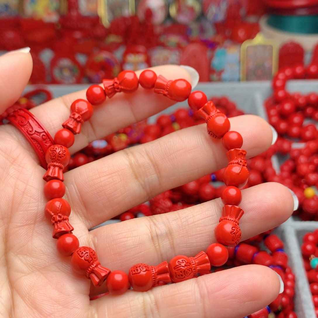 天然辰砂工艺品朱砂福袋手串