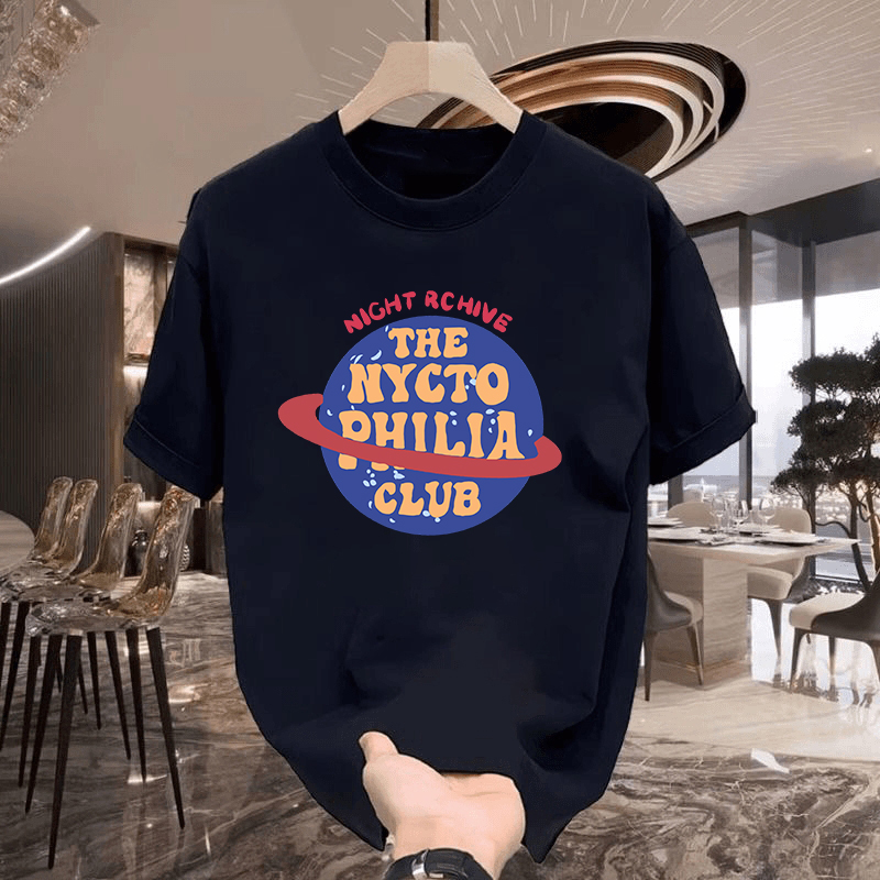 夏季2025新款短袖t恤男士薄款上衣服青年时尚印花宽松圆领打底衫