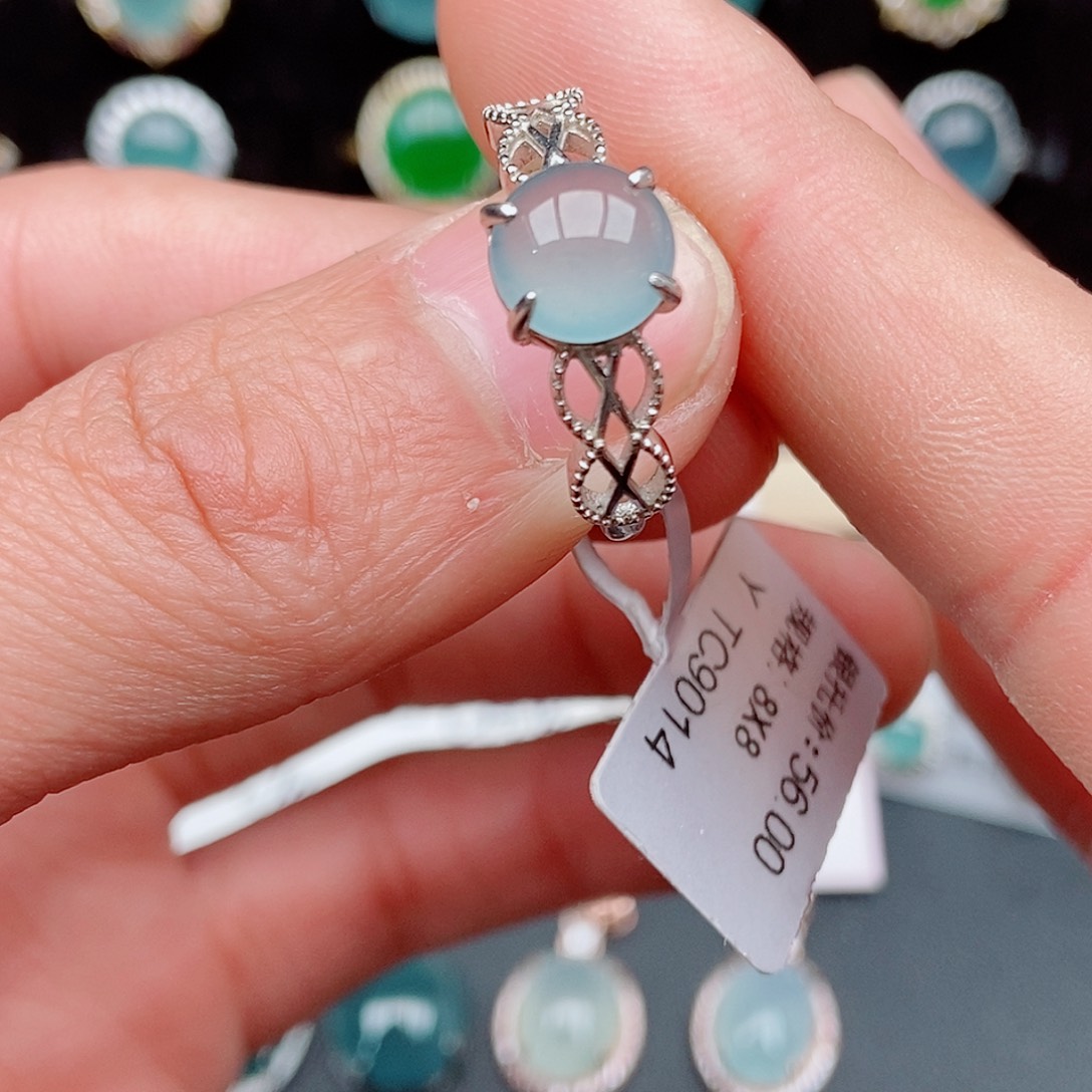 翡翠戒指银S925镶嵌0075842