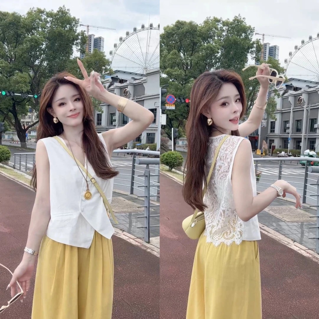 2025夏季新款无袖气质背心时尚百搭马甲衬衫