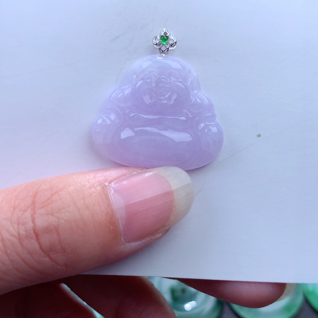 翡翠吊坠(不含链)18K金镶嵌