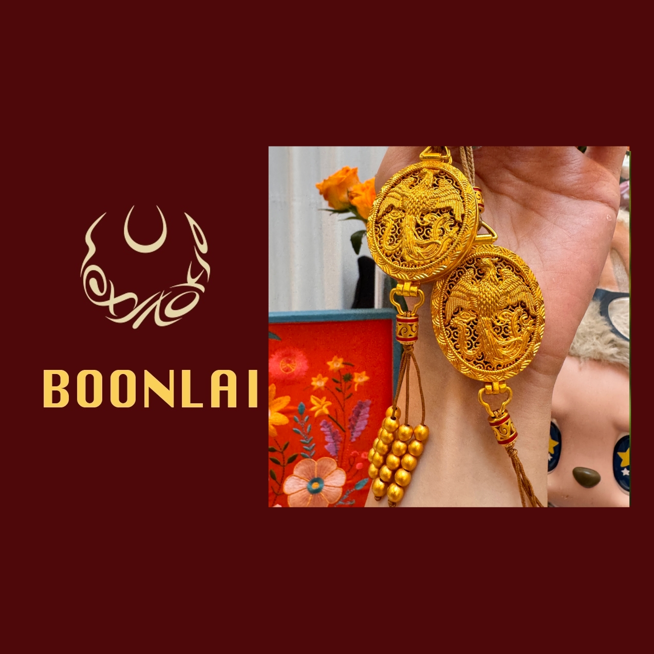 铜合金项链 Boonlai 古法珠珠流苏印花飞鸟项链4141