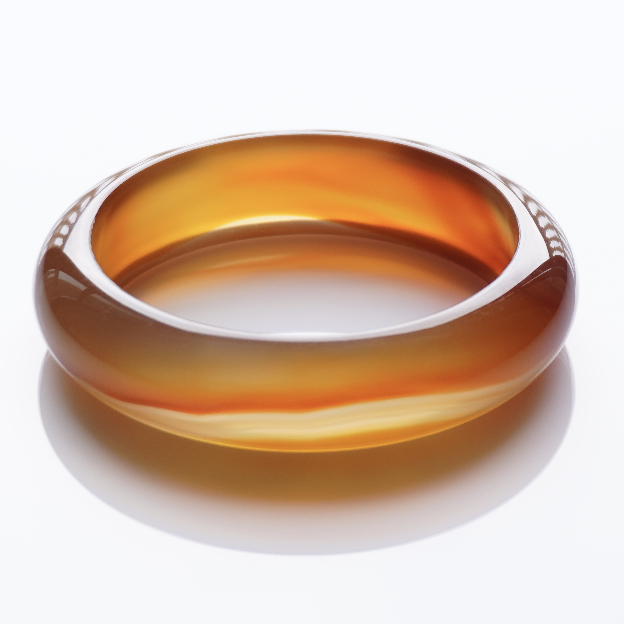 【阳琈珠宝】天然原矿焦糖红玛瑙玉石手镯/圈口52/编号395