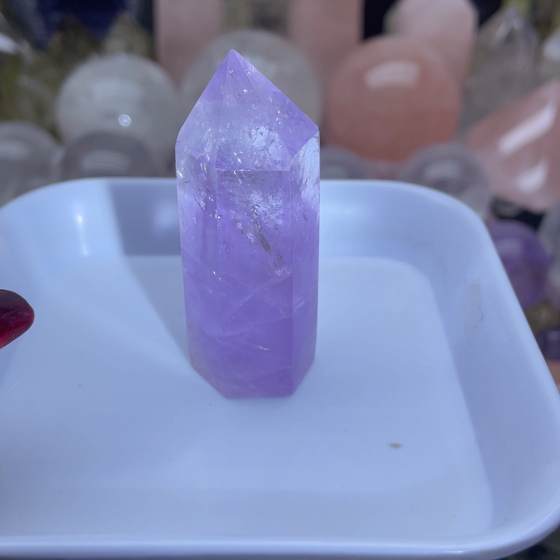水晶珠宝半成品未镶嵌8紫水柱长5.9