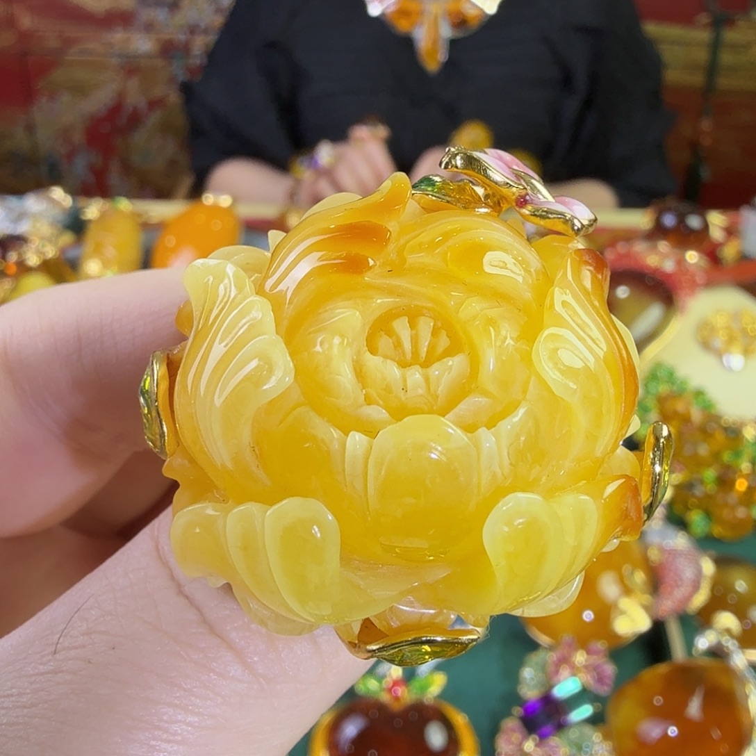 蜜蜡银S925镀金镶嵌戒指