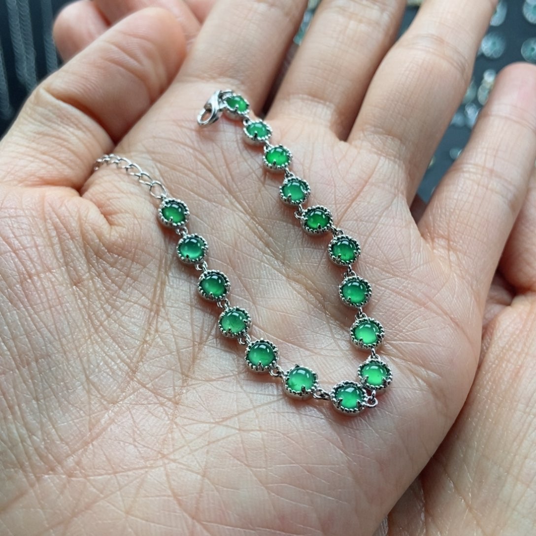 翡翠耳饰银S925镶嵌翡翠首饰