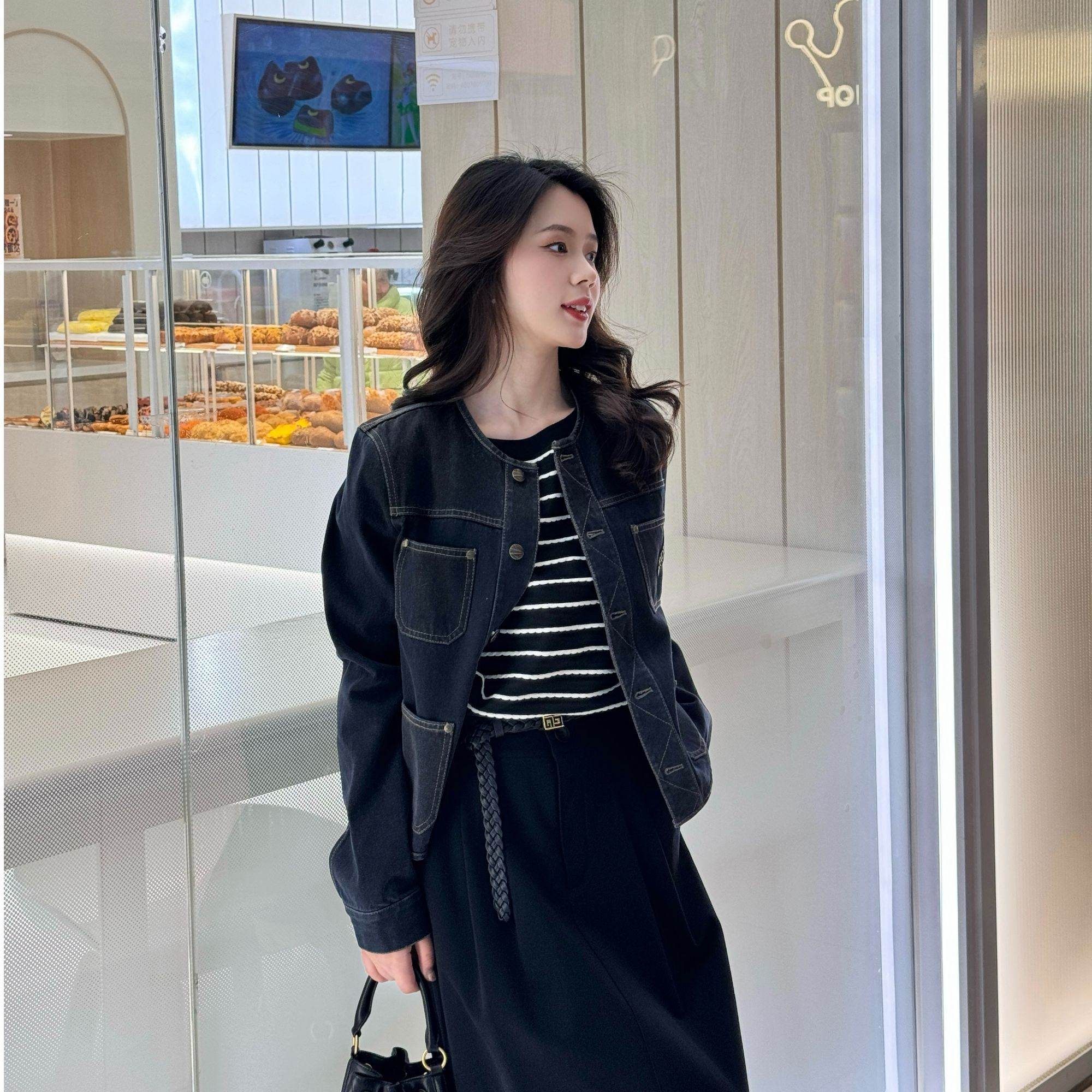 GIRDEAR/哥弟新款口袋设计圆领百搭牛仔外套140008-4215321