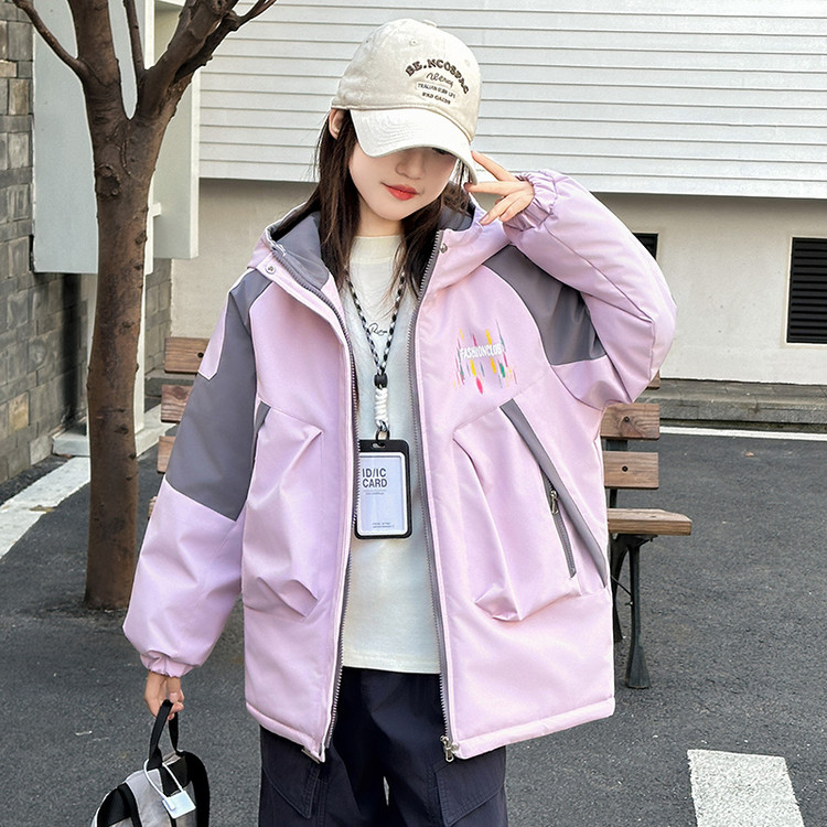 女童2025秋冬款韩版休闲加绒加厚外套女大童洋气时髦冬装派克服