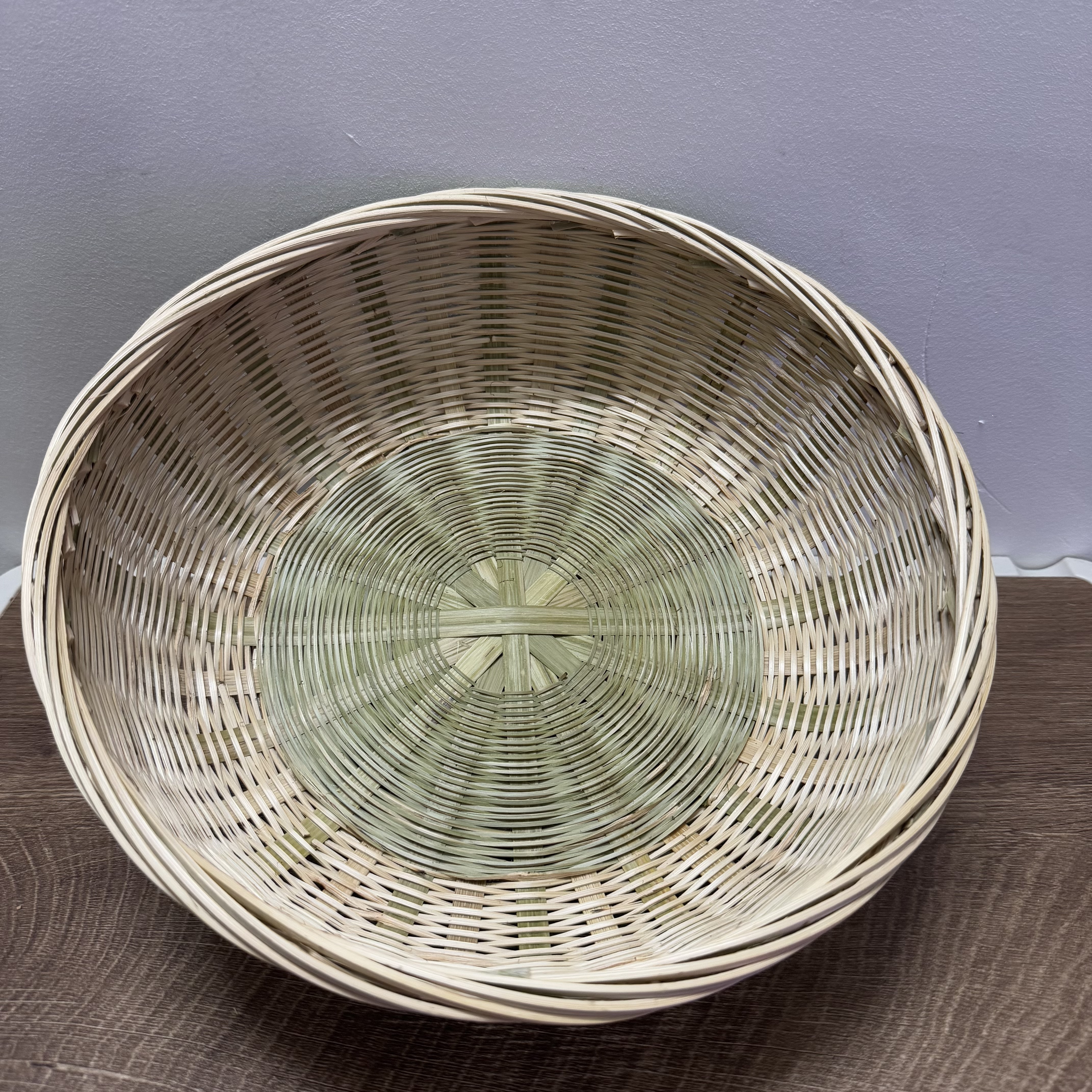 25cm竹青手工编织馒头收纳筐耐用结实家用水果篮