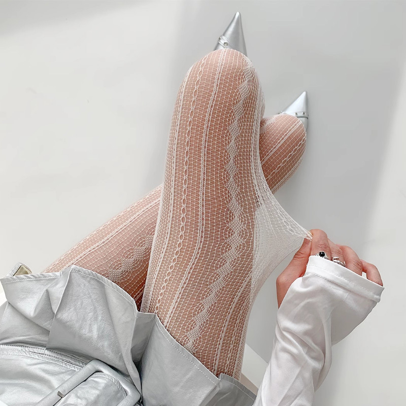 性感蕾丝纯欲渔网袜竖条纹麻花御姐风显瘦女款禁欲系极光丝袜