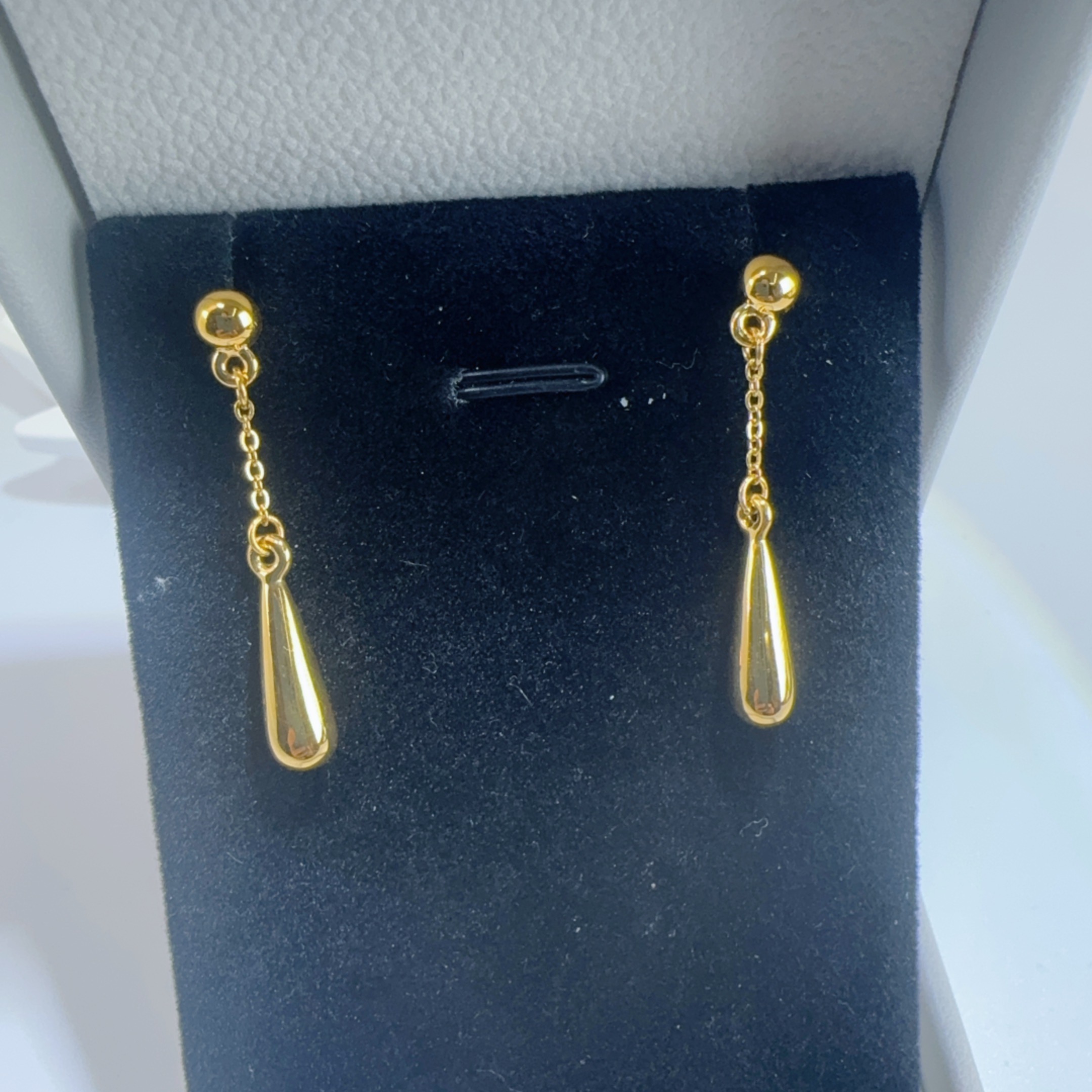 5D黄金足金999镜面水滴直针耳钉气质百搭 21716