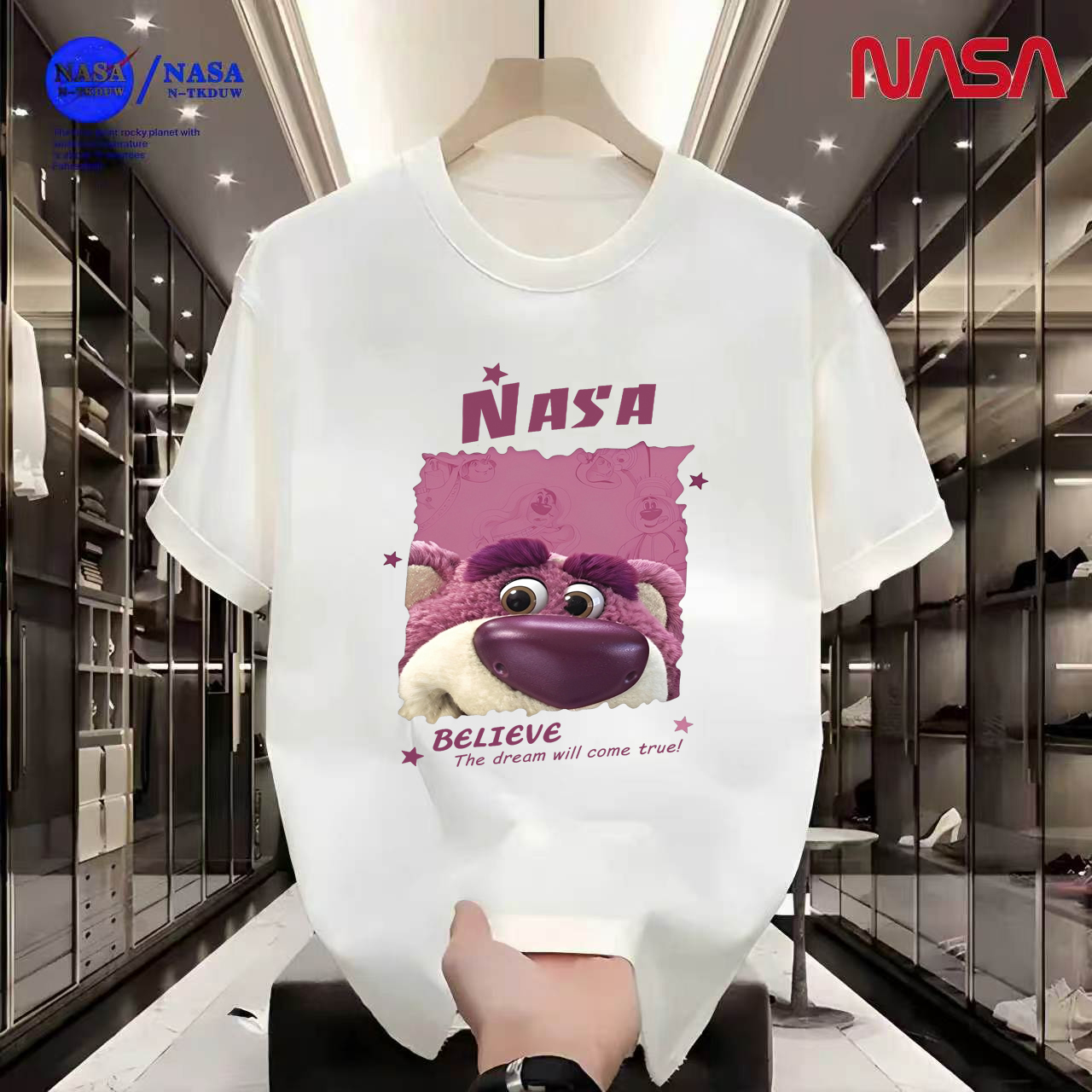 D16NASA联名重磅T恤男女同款时尚百搭圆领t恤短袖【NASA熊】A-03