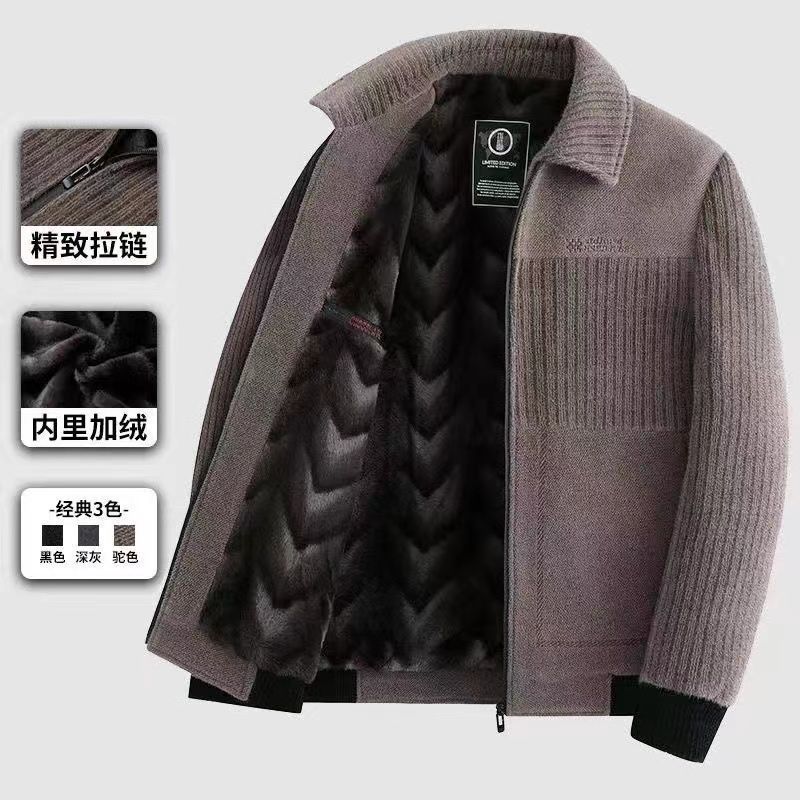 Y124春季外套装夹克中老年中老年人男士短款男装毛呢