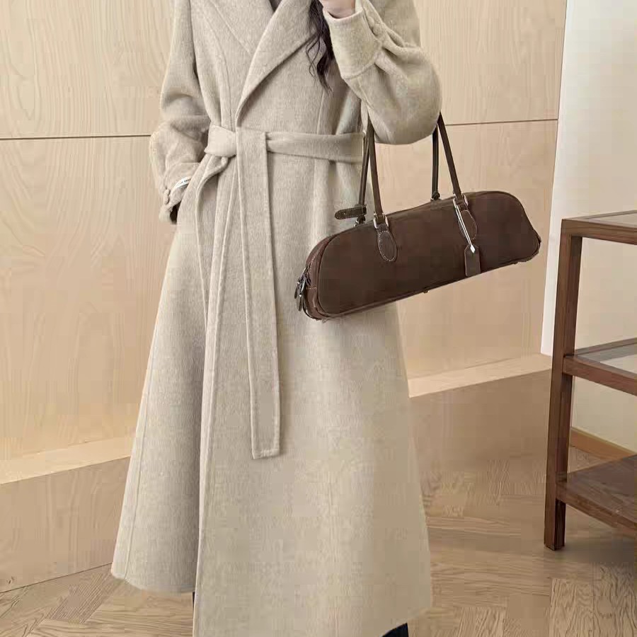 轻职风千金风秋冬女长款毛呢外套女装百搭时尚毛呢