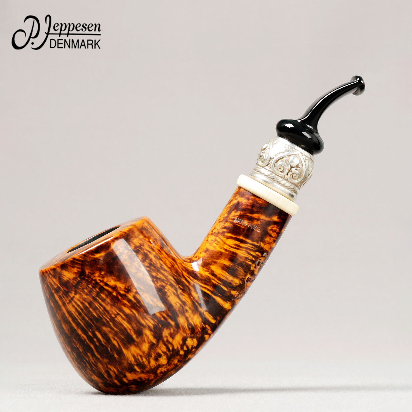 丹麦 吉普森 光面微弯 典藏6级 银圈 3mm 手工石楠木烟斗