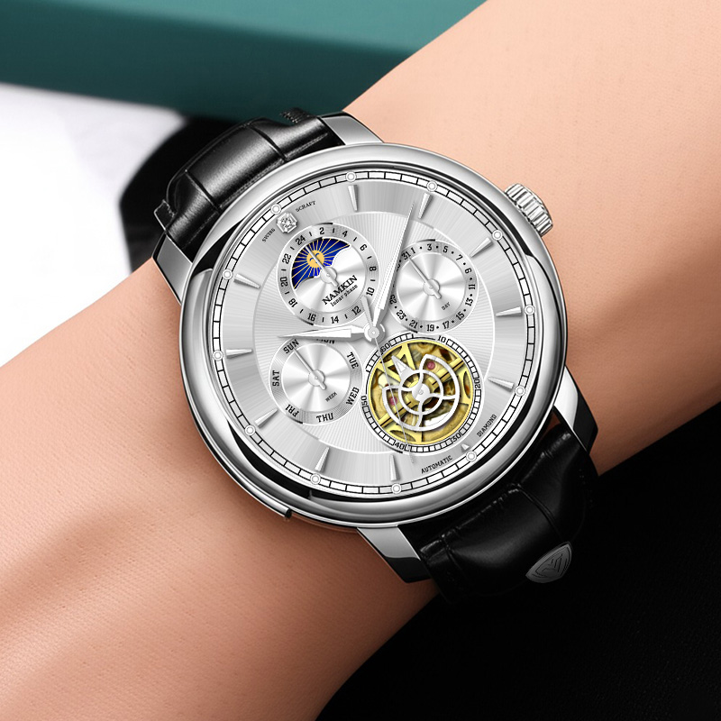 NAMKIN/纳金瑞士机械手表飞轮新款高端男士多功能休闲腕表（朝歌)