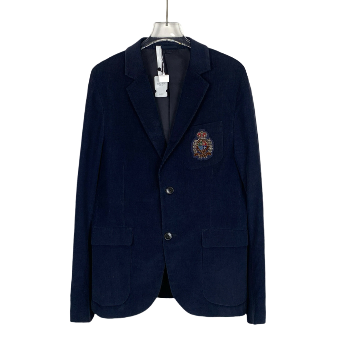 99新 GUCCI/古驰 CM0123 深蓝色徽章单排扣长袖西装外套 46R码