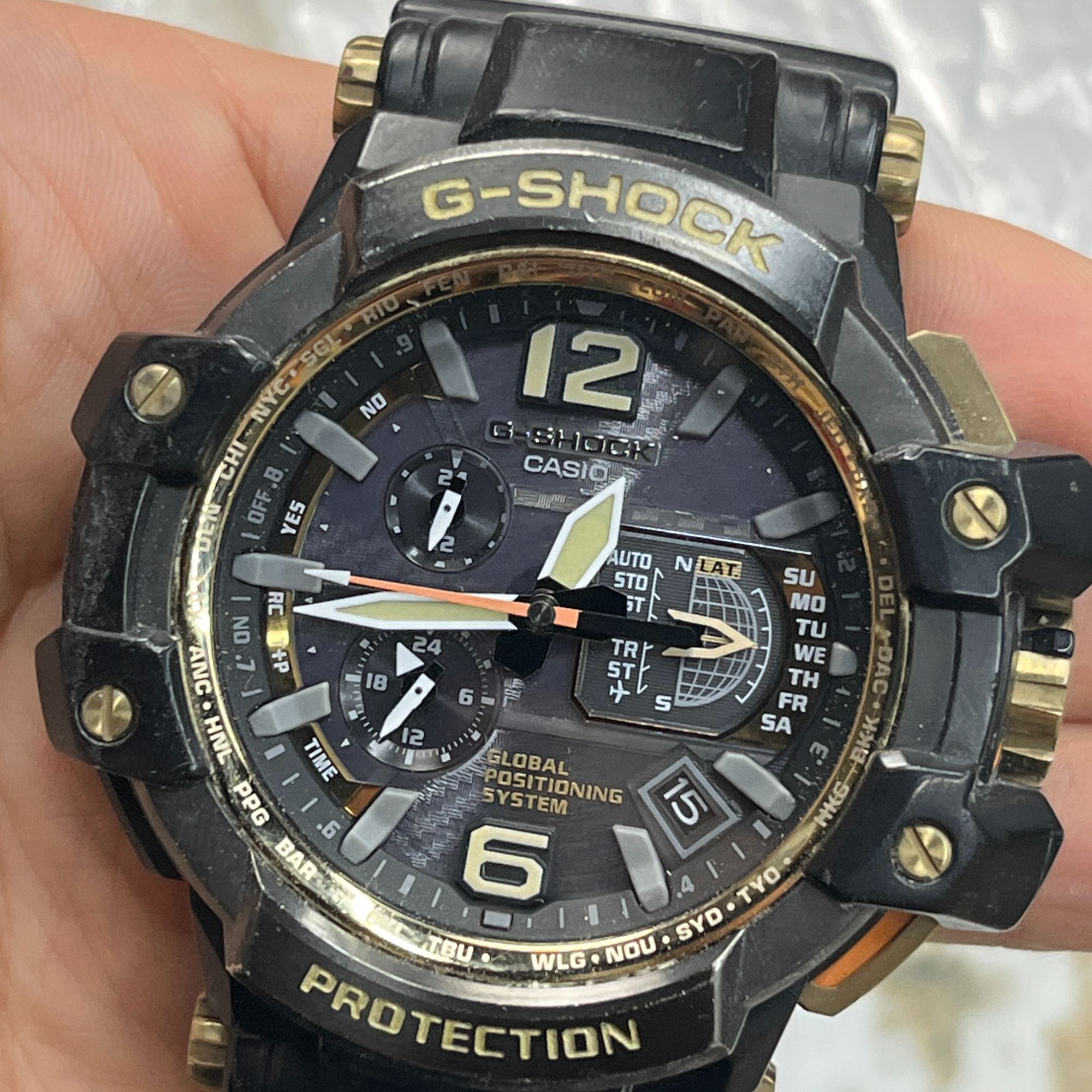 95新 Casio/卡西欧 超级空霸gpw-1000太阳能gps电波对时200米防水