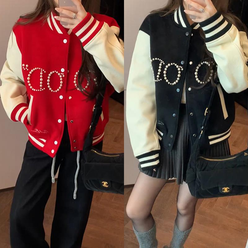 【mimius】&七七 美式重工钉珠撞色棒球服夹克 汉服 F11341