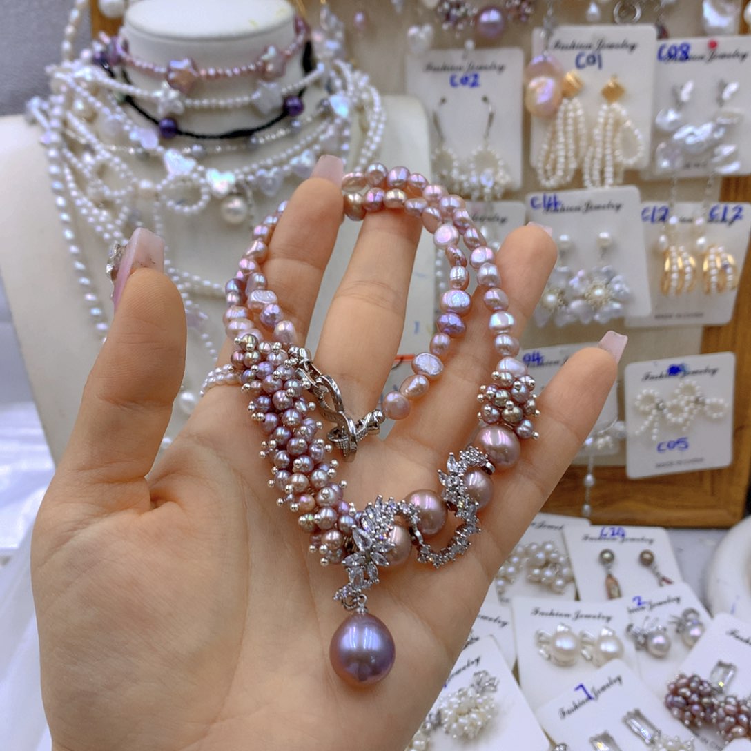 淡水珍珠耳饰银S925镶嵌