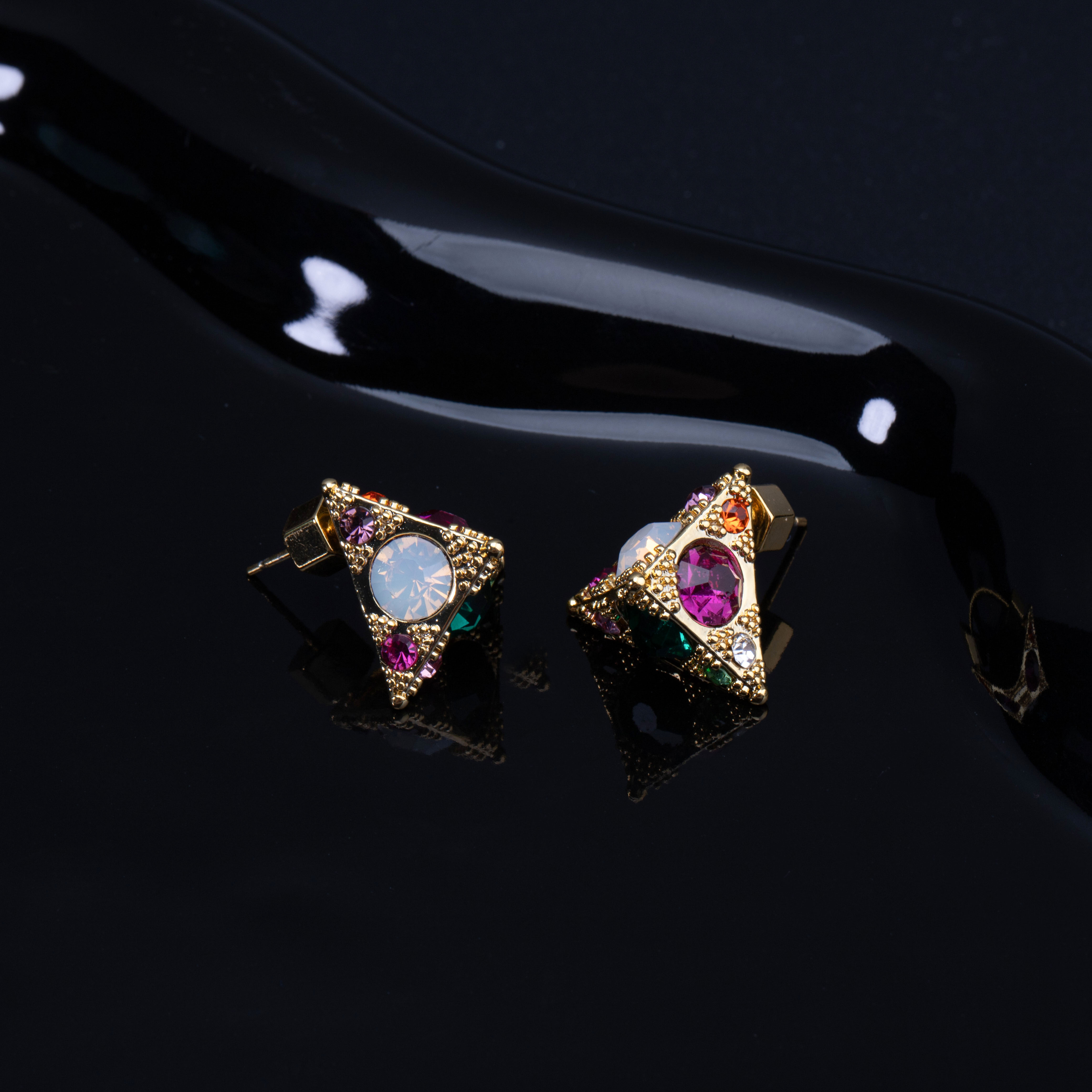 铜合金锆石耳饰 【清孤直播间】轻奢时尚 欧美百搭B009金字塔之谜