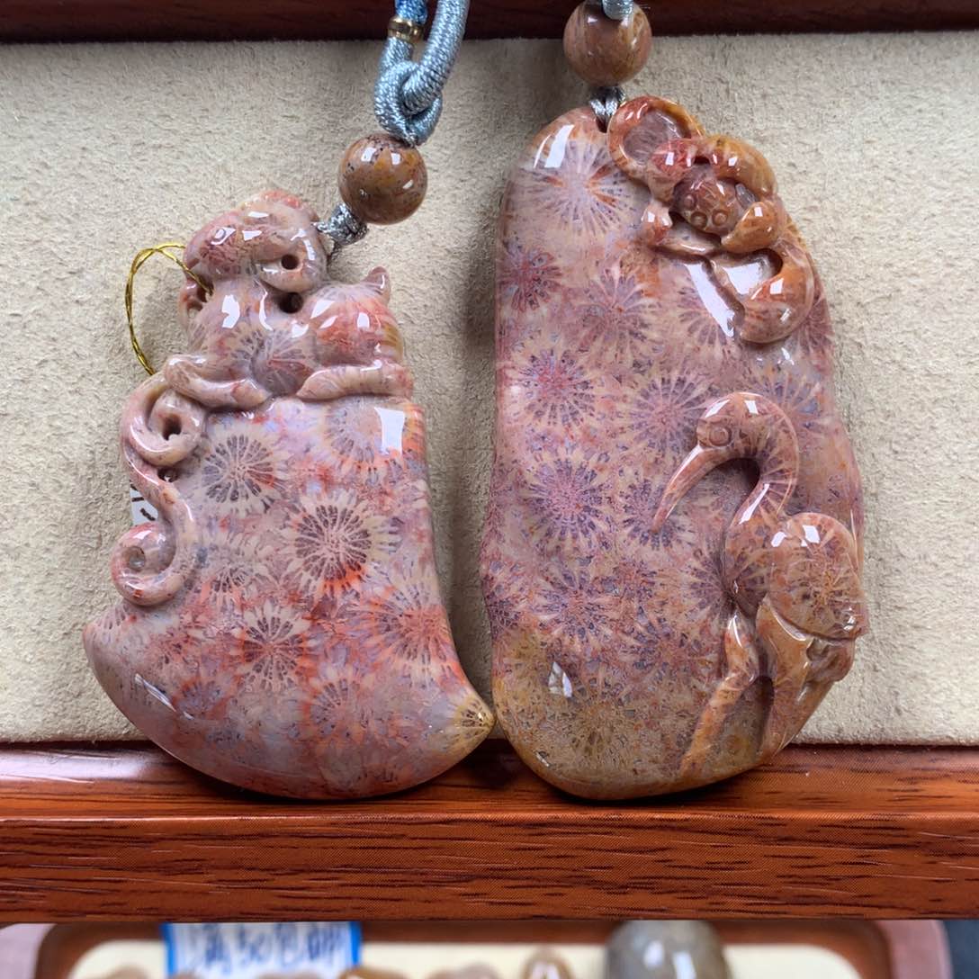 未镶嵌漏300/个，可挑。07硅化珊瑚（珊瑚玉）