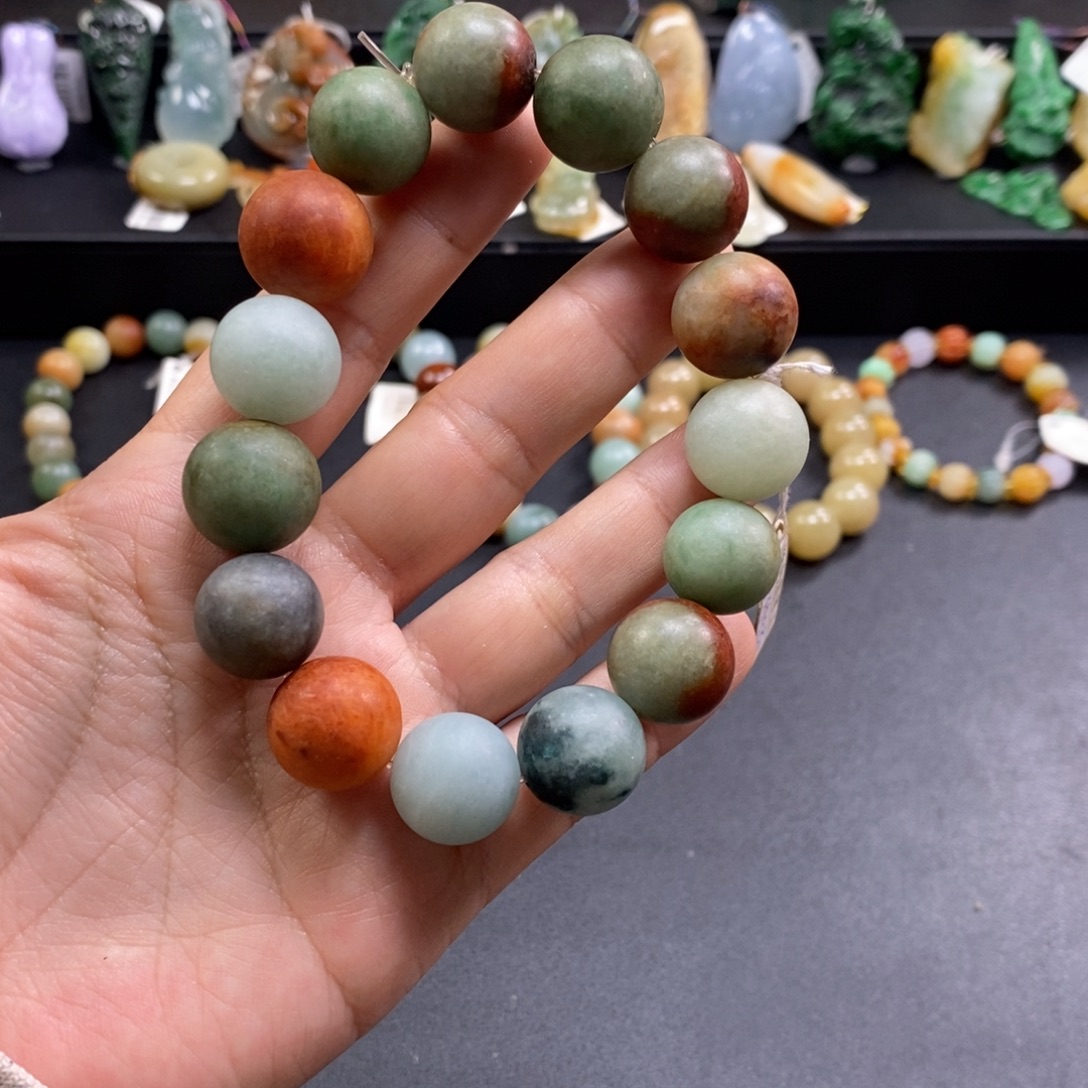 翡翠未镶嵌手串卡14*