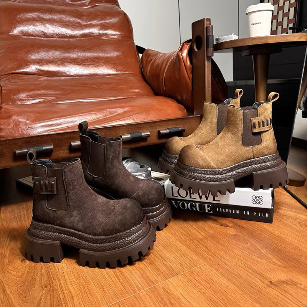 L2025马丁增高靴女秋冬新款加绒加厚小个子厚底短靴百搭高跟短靴