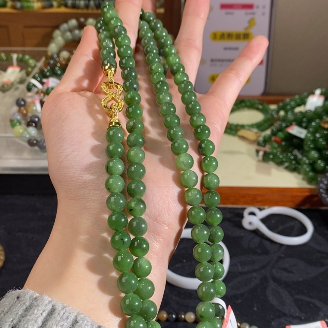 和田玉手链足铂镶嵌