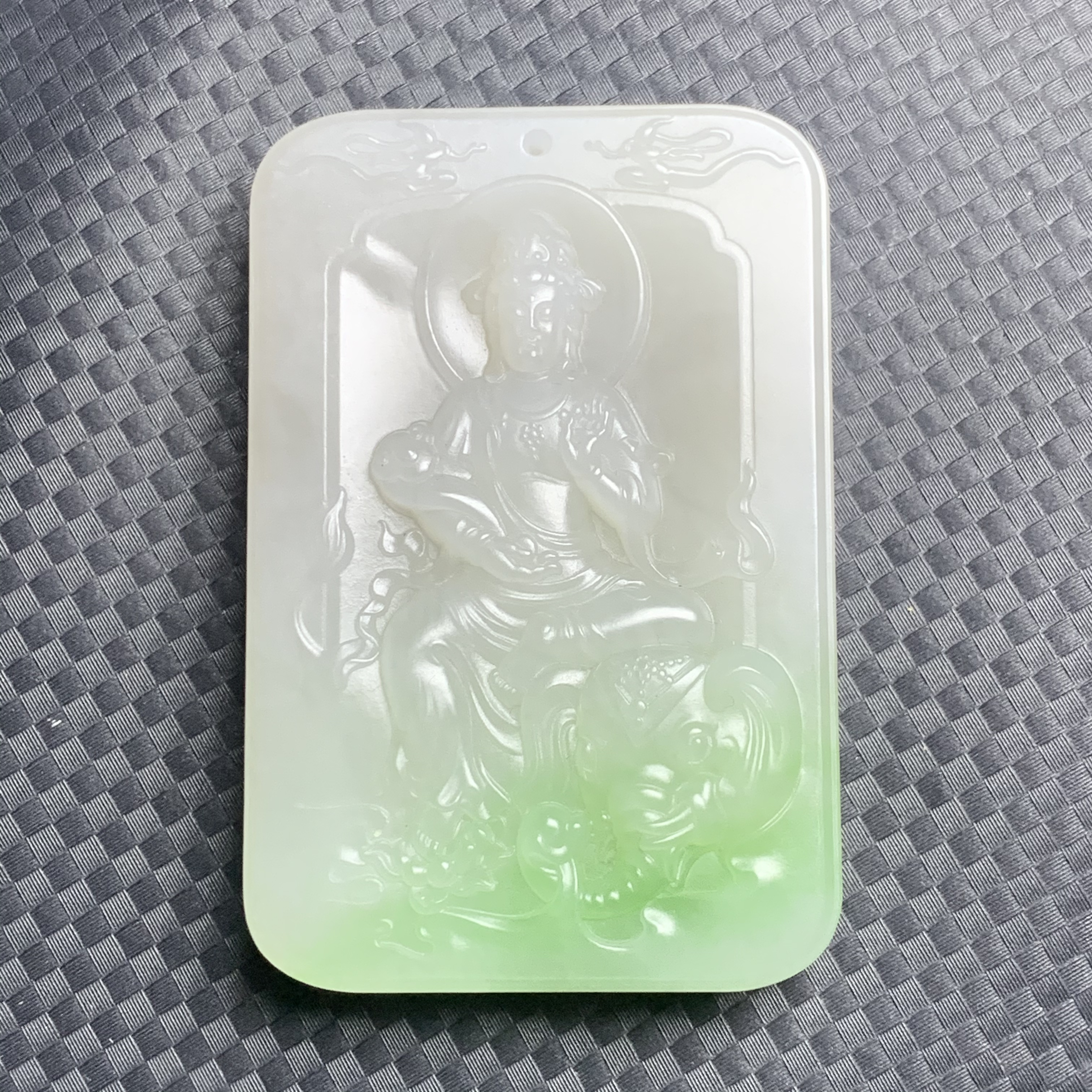 和田玉烟紫➕翠普贤观音牌子