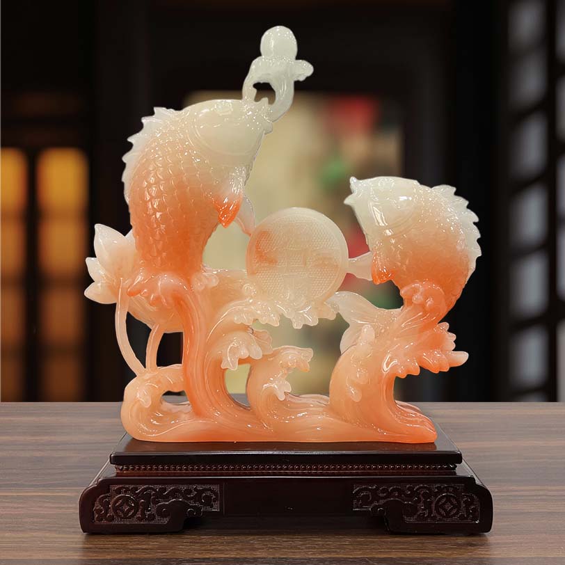 莲年有余鱼摆件居家饰品YMJ-长27宽8高32.5cm