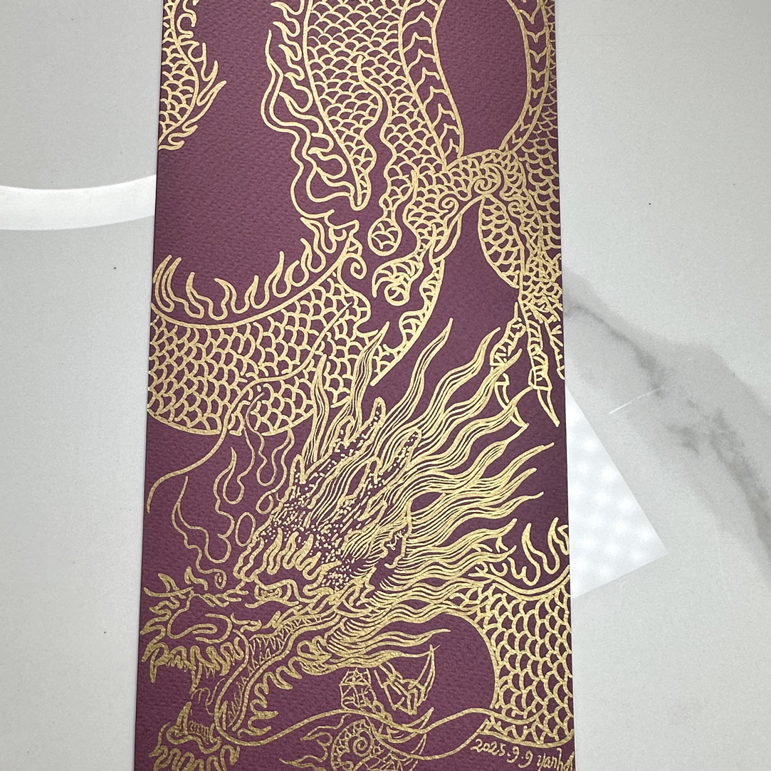 传统绘画.龙19.纸本丙烯，高32.5cm，宽12.5cm