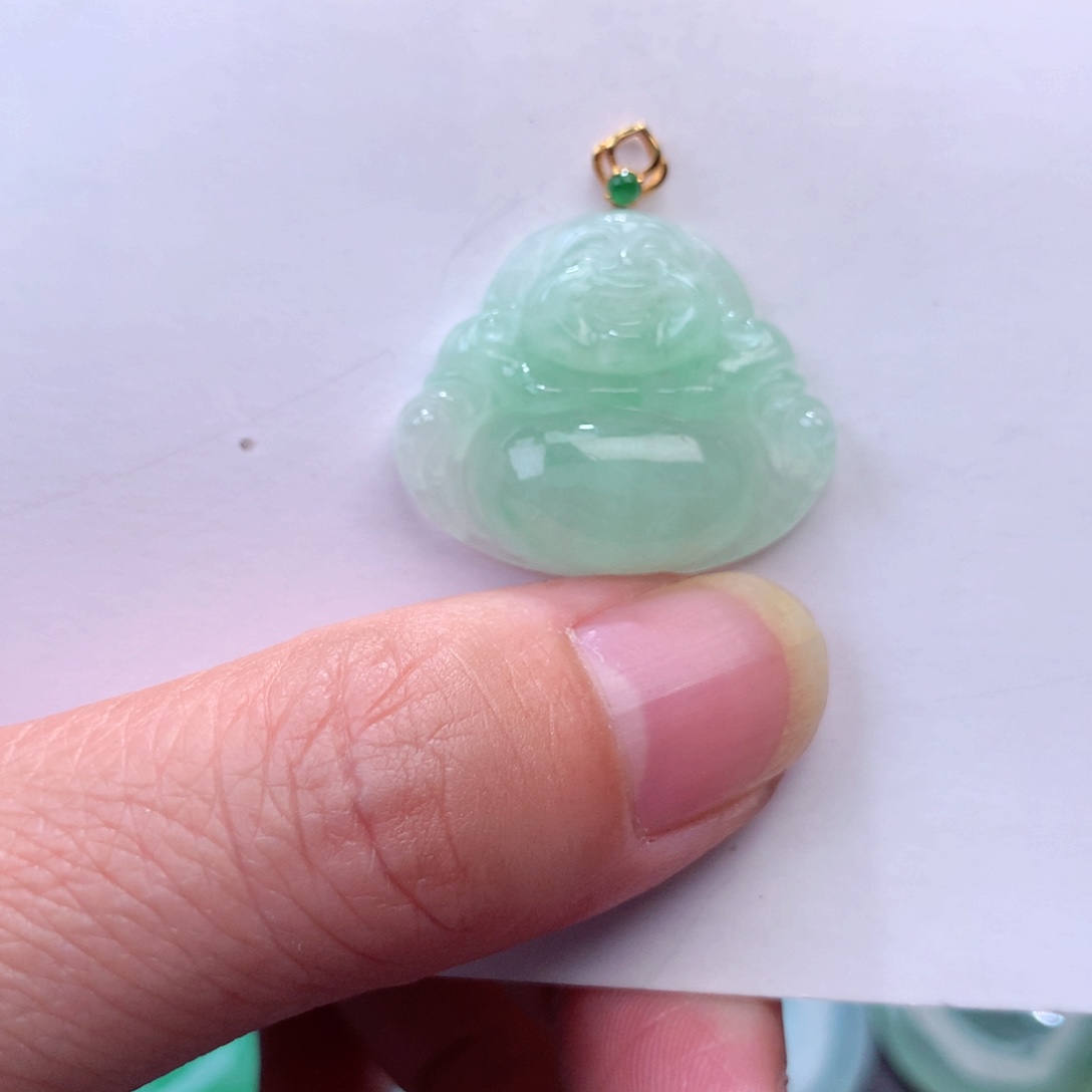 翡翠吊坠(不含链)18K金镶嵌