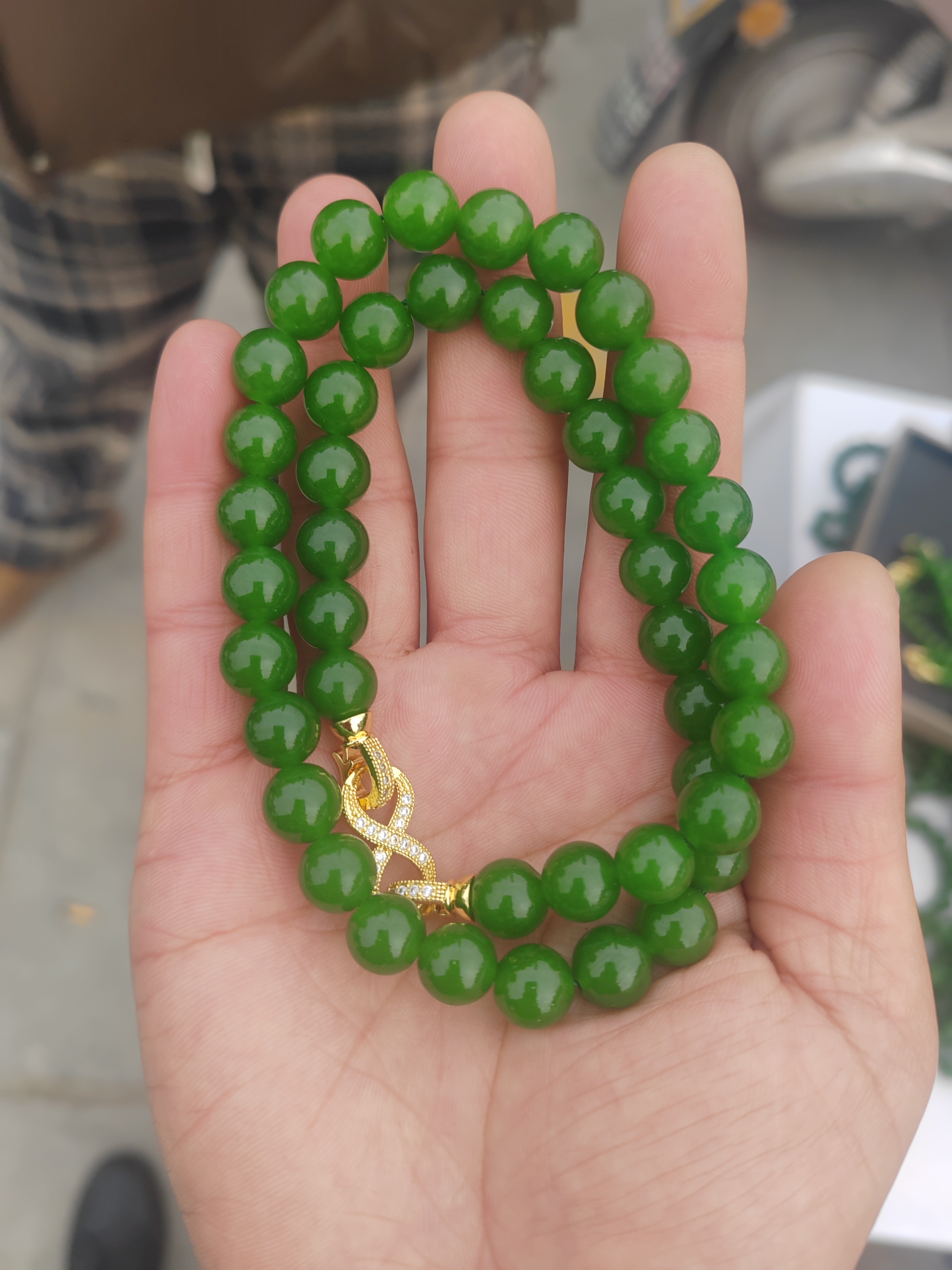 卡10mm菠菜绿妈妈女神链 高端奢华