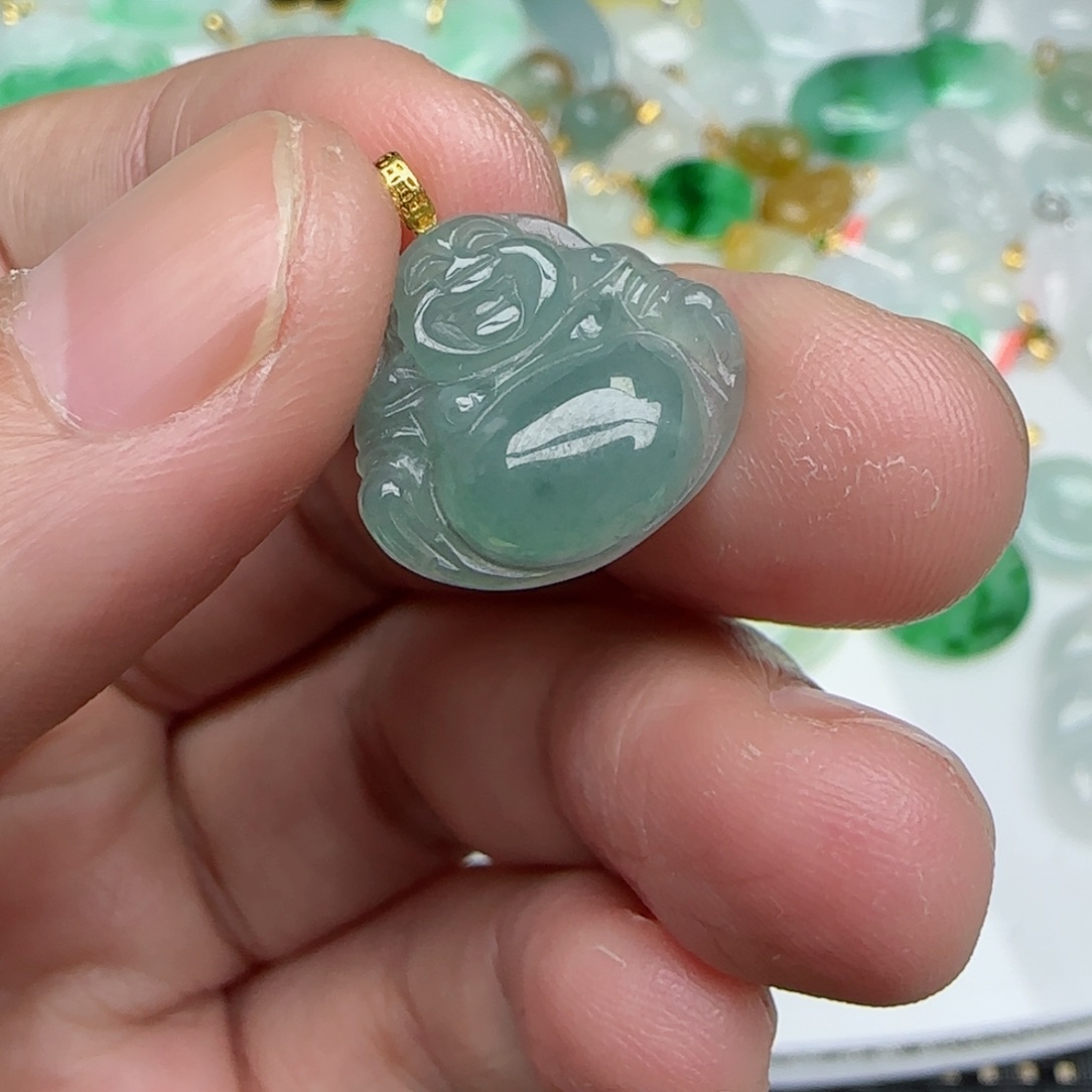 【闪购商品】翡翠颈饰18K金镶嵌小佛
