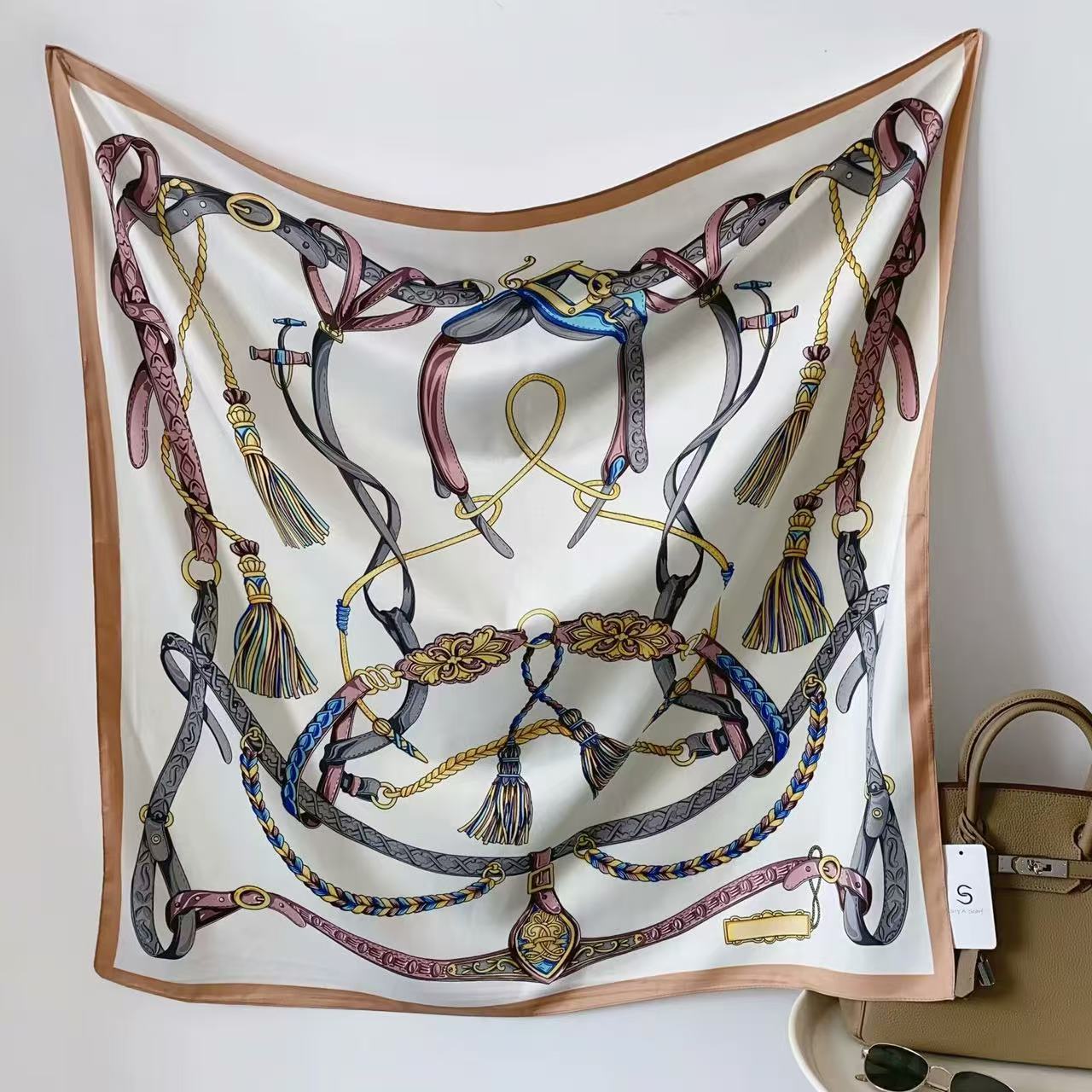 100新款百搭杭州丝绸丝巾###90×90   6046