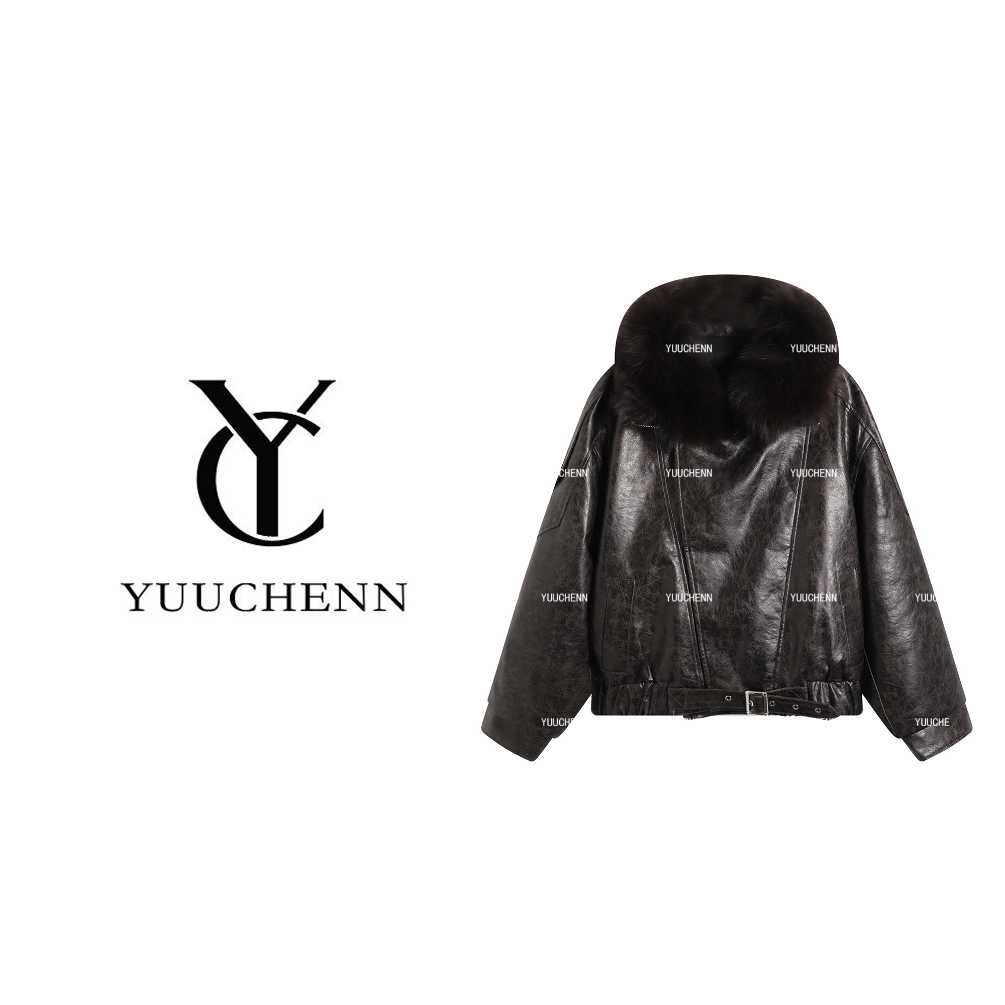 YUUCHENN“狐狸毛领”90白鹅绒羽绒服高级感女士外套25C-W65103