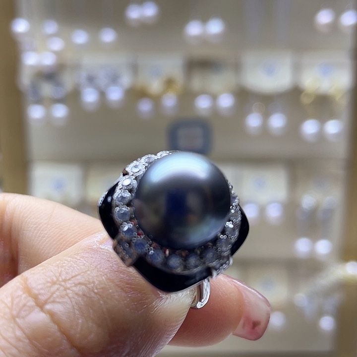 银S925镶嵌海水珍珠戒指