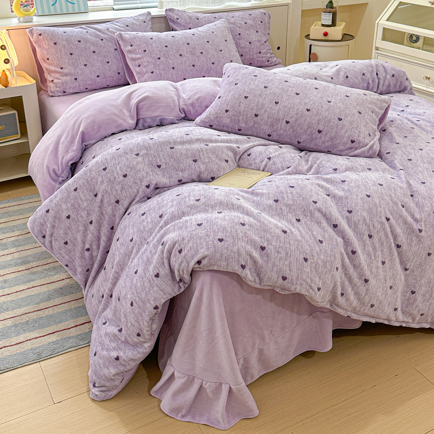 【工厂直销】新款冬季印花牛奶绒加厚四件套双面绒保暖床上用品