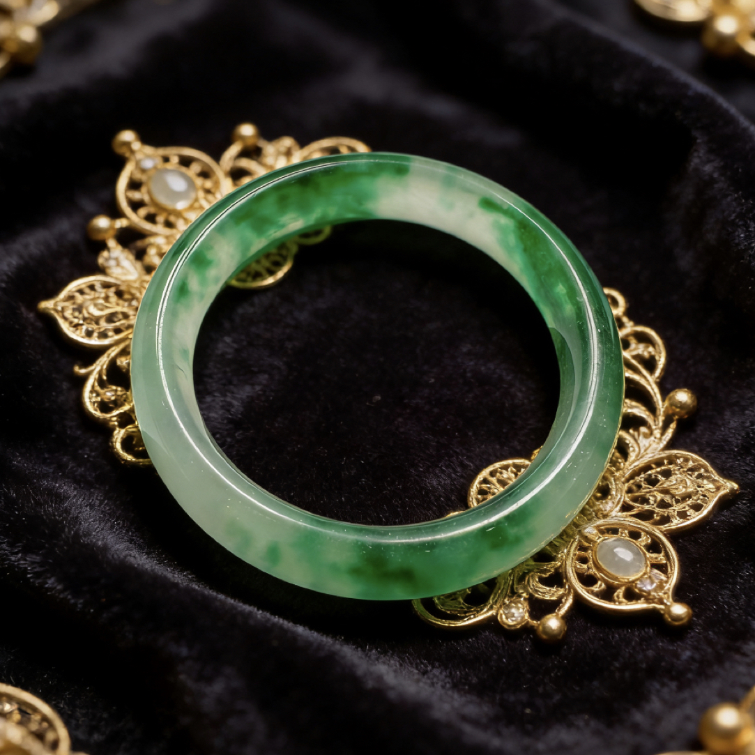 【陈鑫专属】冰绿花双色玉手镯 A159-CH-1A