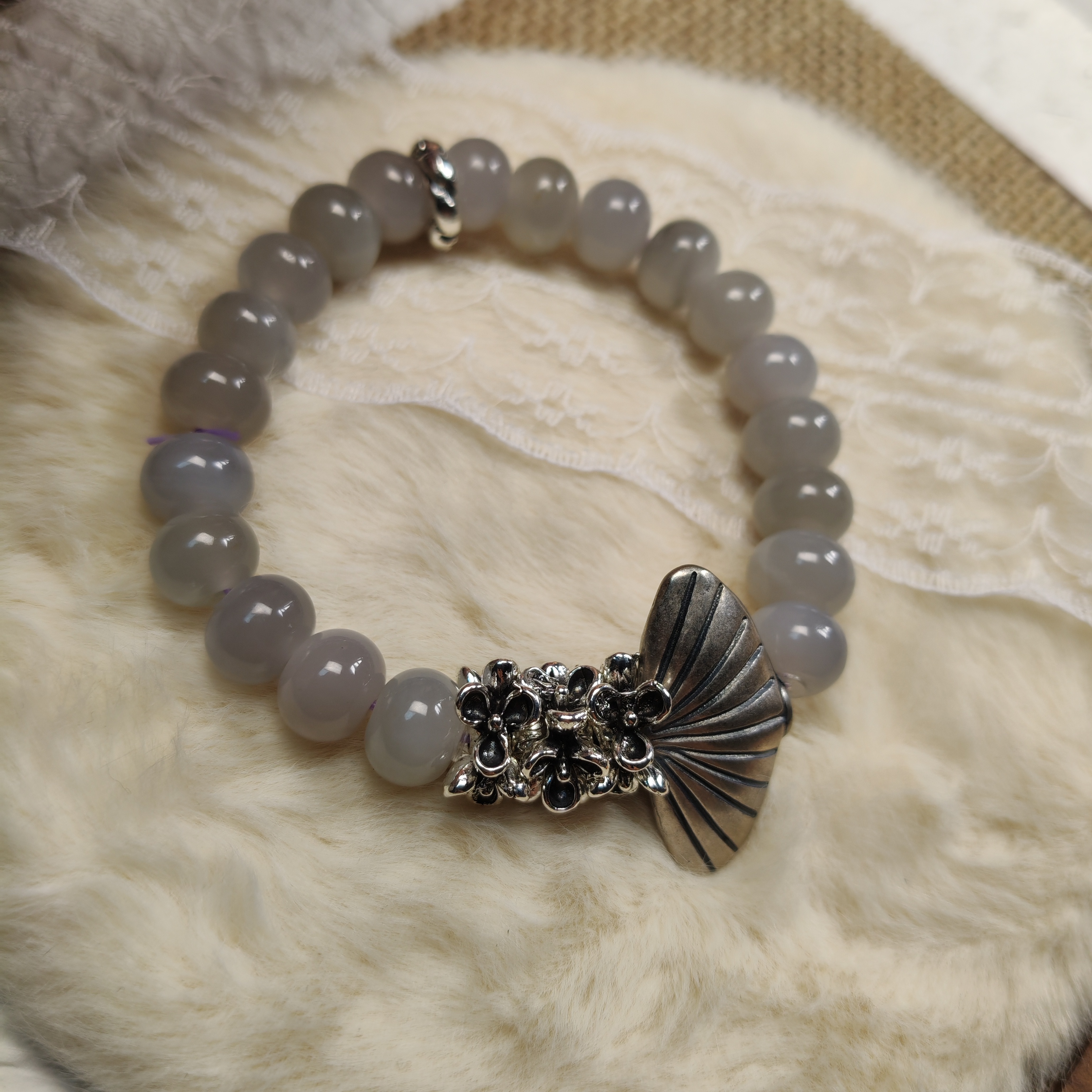 冰烟紫算盘珠卡10手串禅意满满