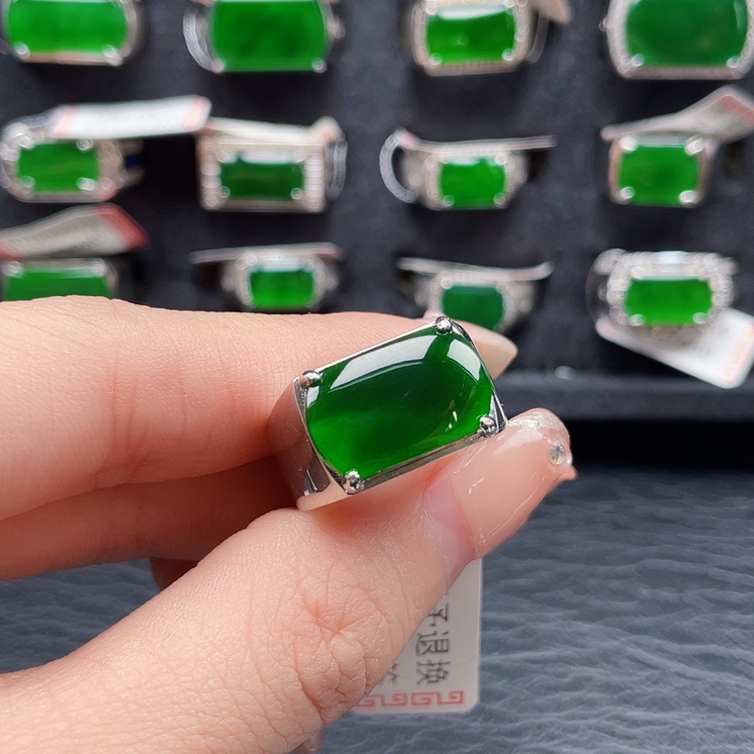 翡翠戒指银S925镶嵌编号1749