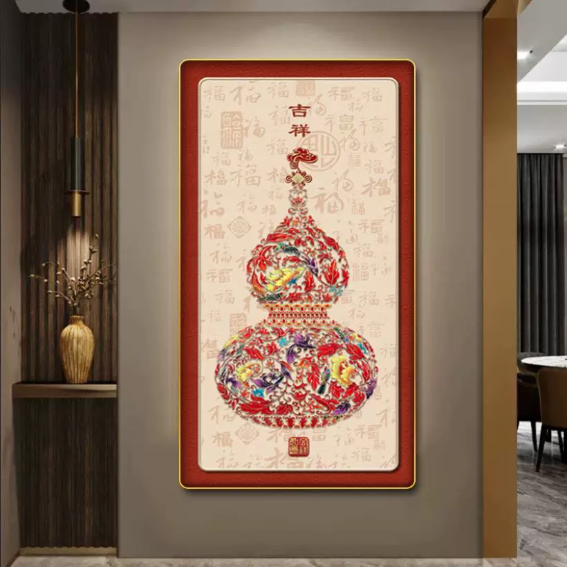 简约新中式葫芦晶瓷画玄关走廊客厅背景墙高级感装饰画挂画