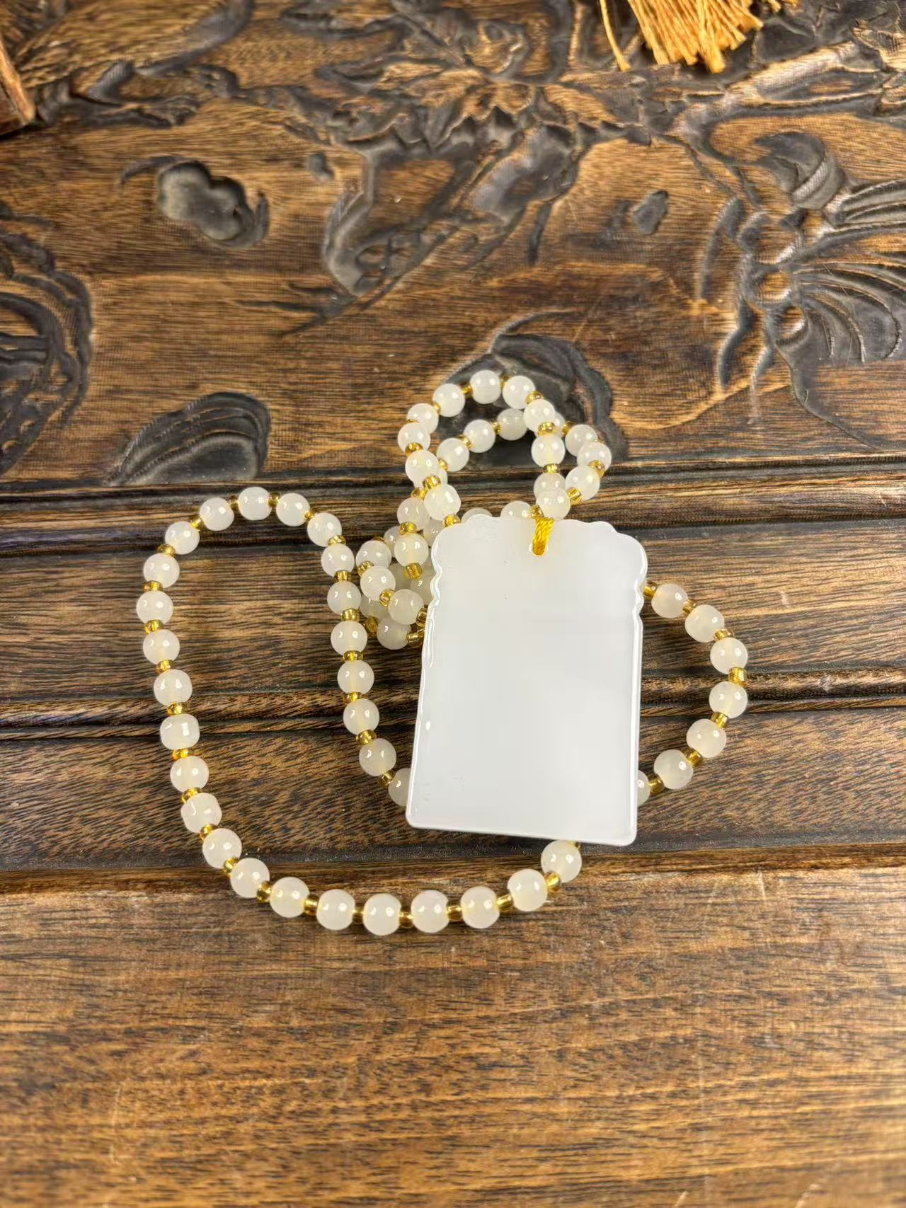 和田玉白玉方块无事吊坠一个{小七甄选}