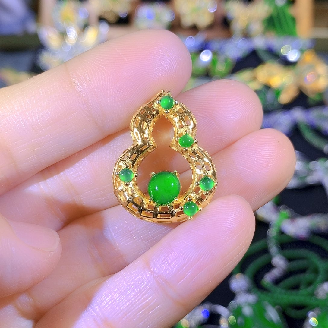 吊坠(不含链)银S925镶嵌翡翠