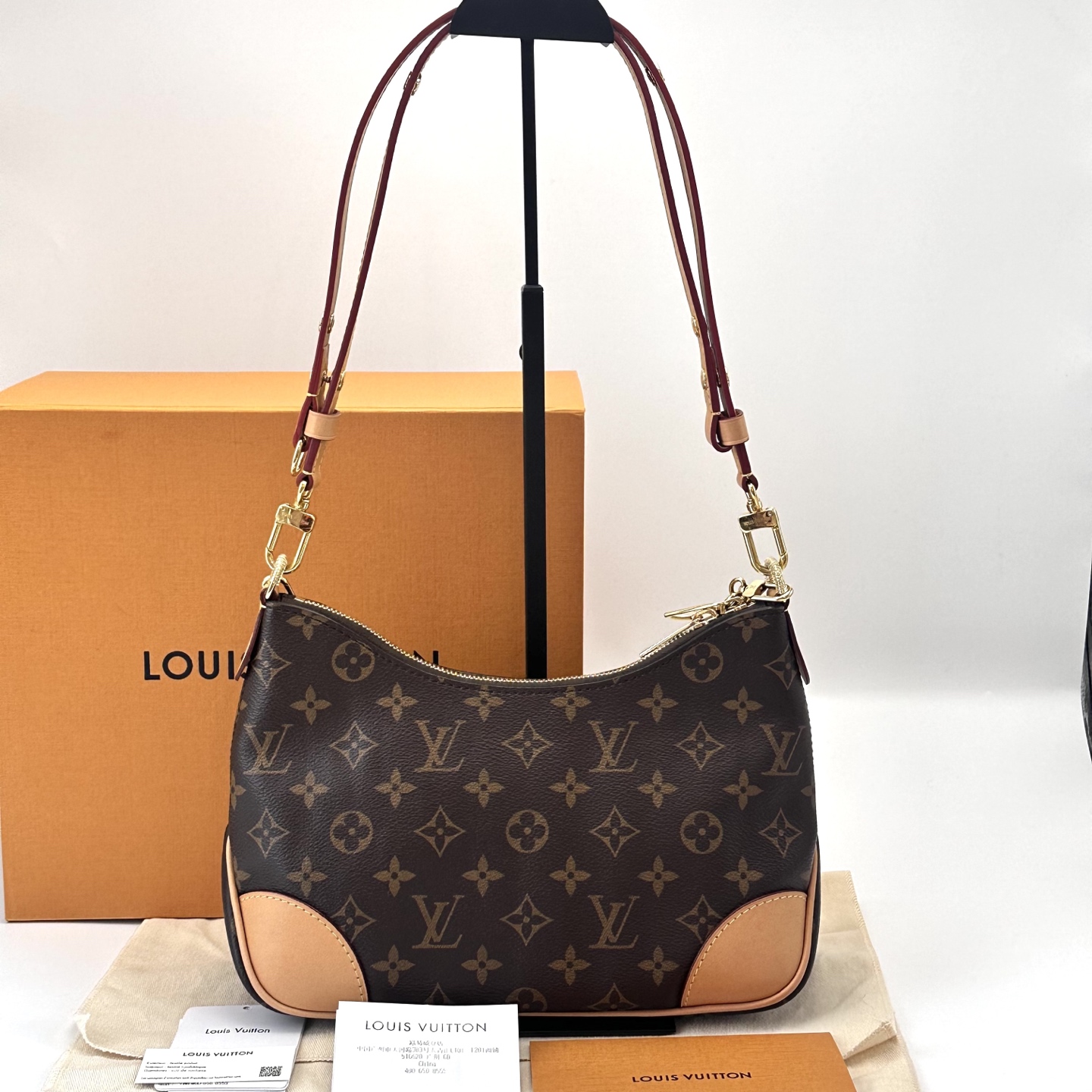 95新 LouisVuitton/路易威登 老花金扣牛角单肩斜挎包 21222