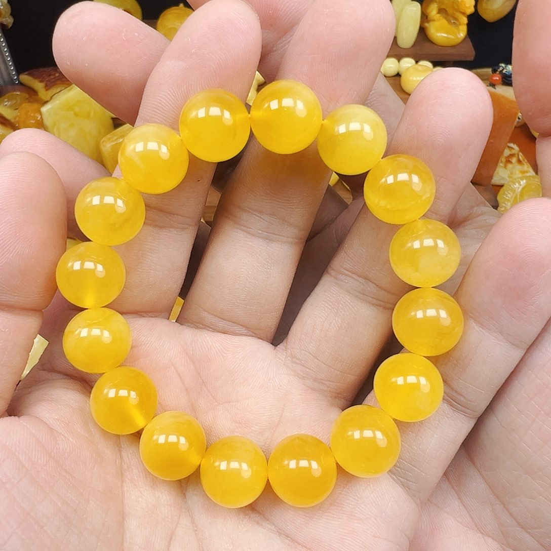 手串蜜蜡未镶嵌焦皮料单圈22克