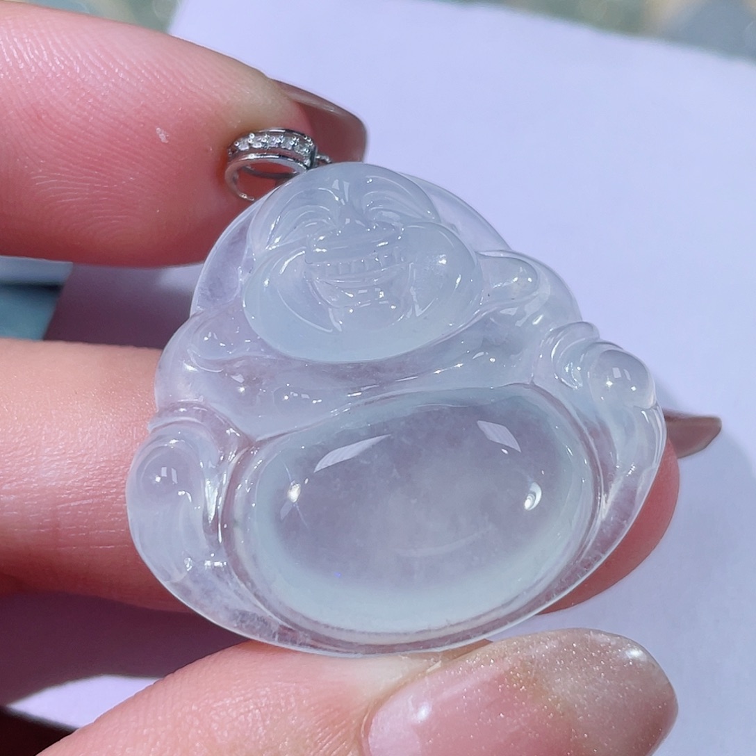 翡翠18K金镶嵌颈饰佛公