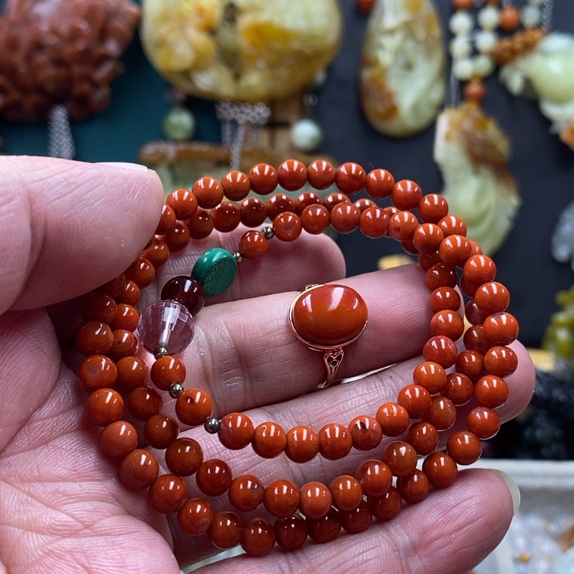 【闪购商品】南红玛瑙戒指手链未镶嵌